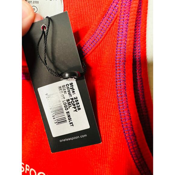 ONE TEASPOON Red One Teaspoon Logo Singlet Tank Top NWT Size Small - Picture 6 of 8